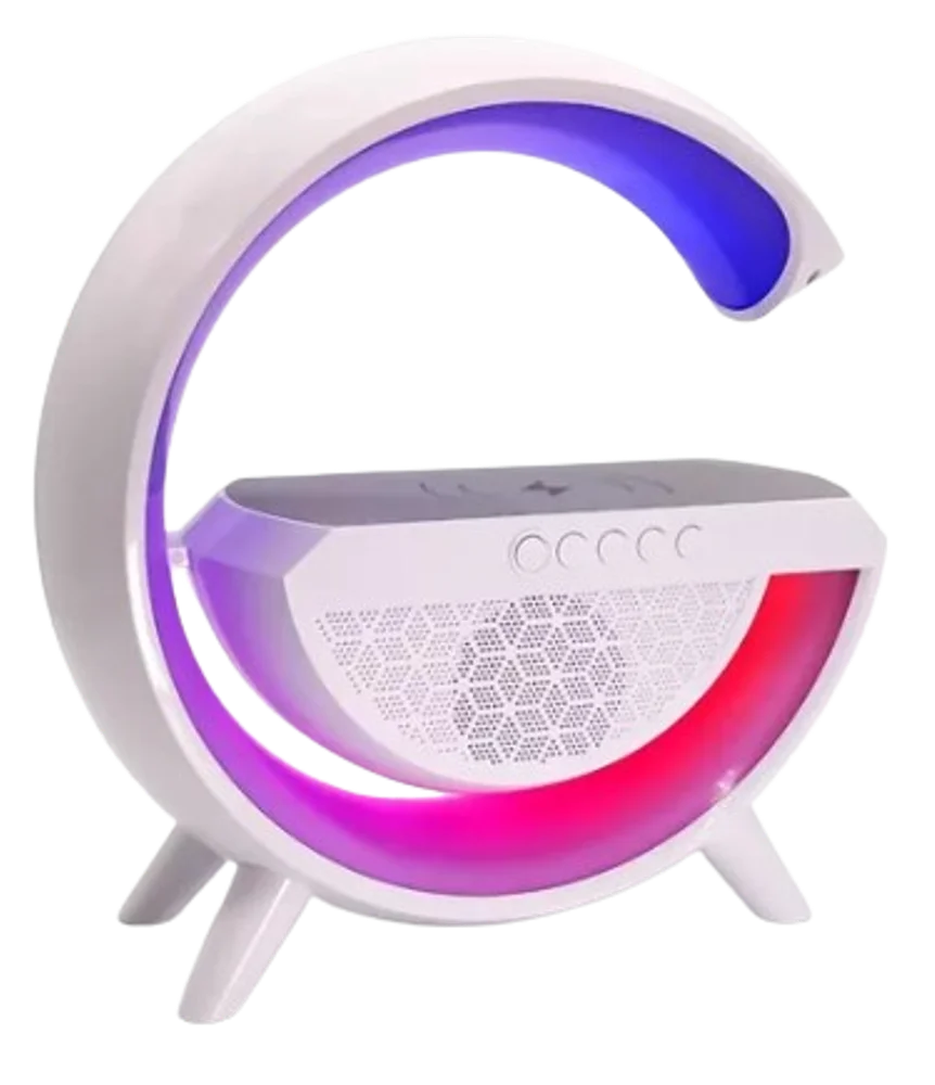 Caixa De Som Portátil Rgb Usb Carregador Indução Sem Relógio