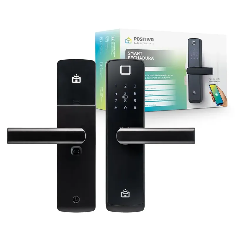 Fechadura Smart Positivo, Wi-fi De Embutir, Bluetooth 4.2, Senha, Biométrica, Cartão, Chave Mecânica e App