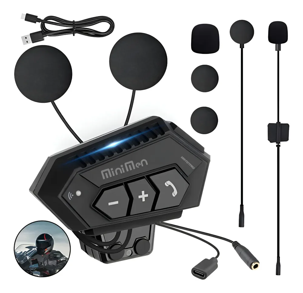 Fone De Ouvido Para Motocicleta Bluetooth Sem Fio + Cordão