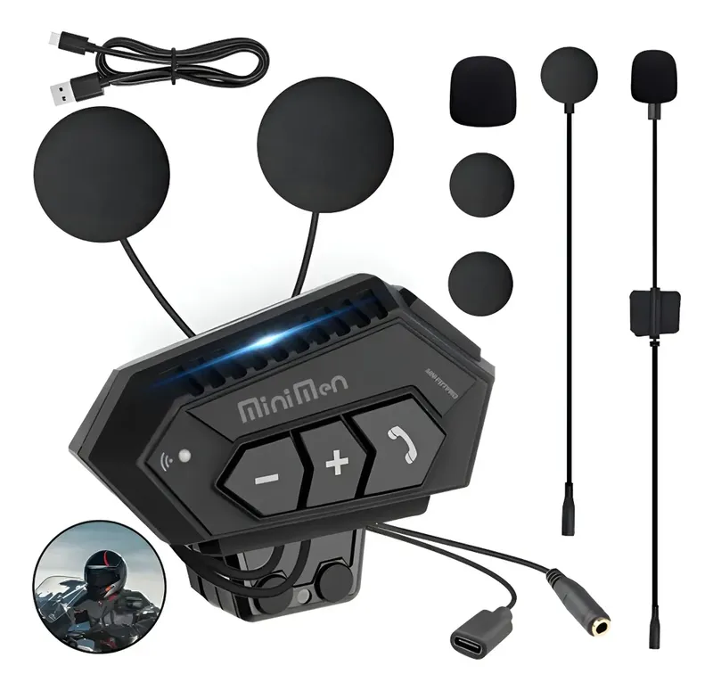 Fone De Ouvido Para Motocicleta Bluetooth Sem Fio + Cordão
