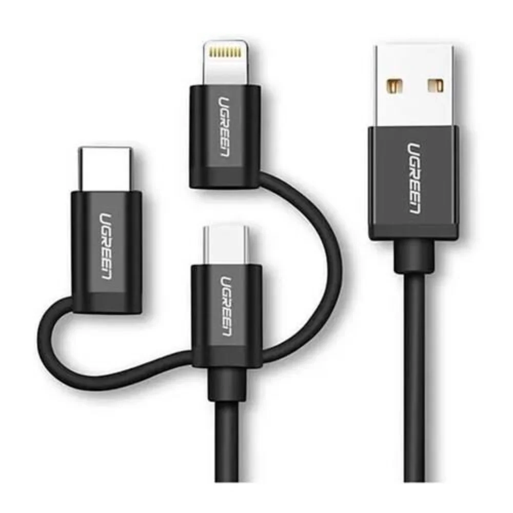 Cabo Adaptador Usb-a Para Micro Usb E Usb-c E Lightning 1 Metro Ugreen