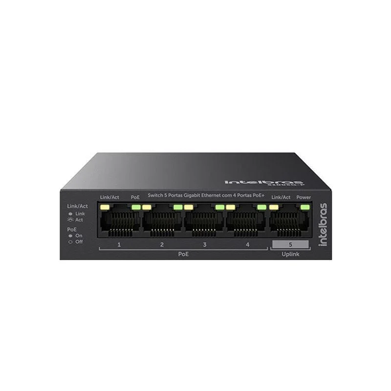 Switch Intelbras Não Gerenciável 5p Gigabit Com 4 Portas Poe S1005g-p 4760091