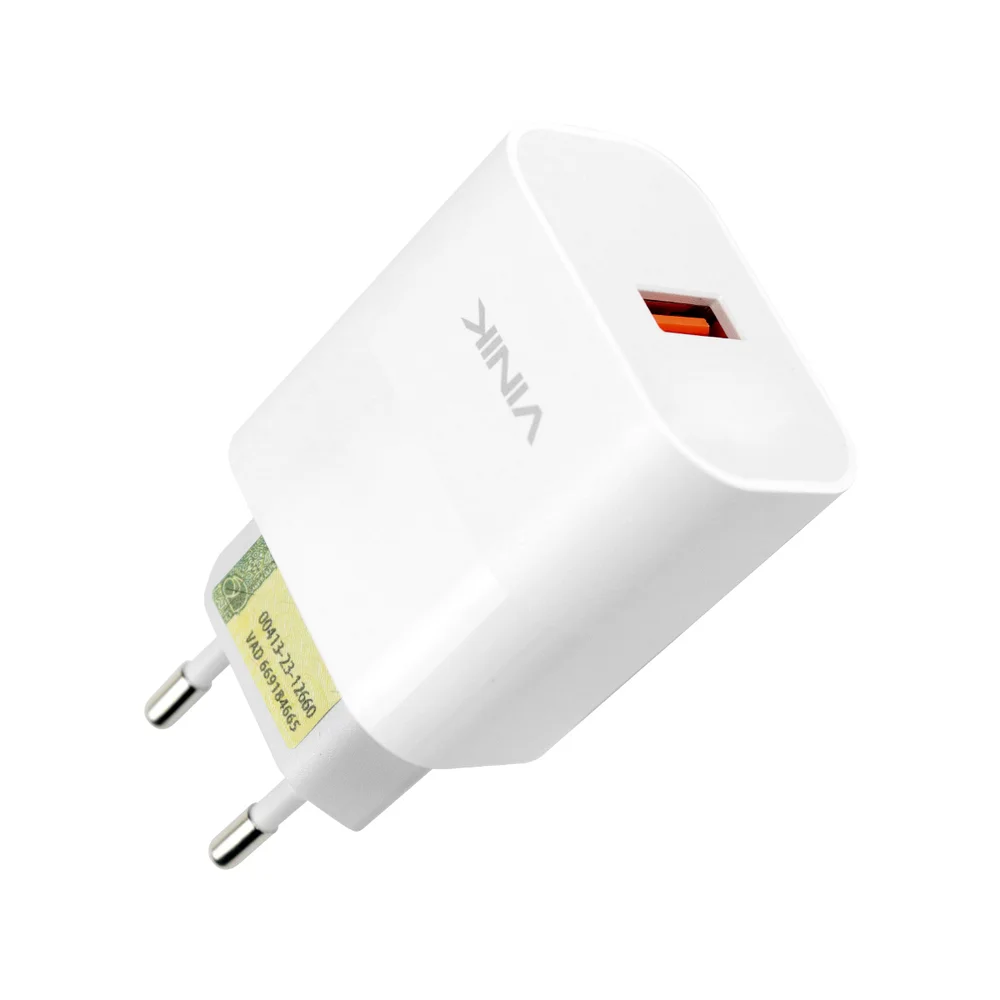 Carregador de Tomada Vinik 20w, Com 1 Saída USB, 12v, 1.67a - Quick Charge