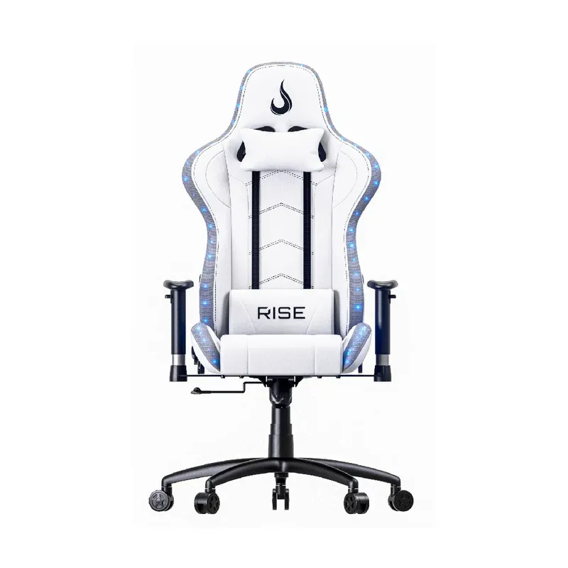 Cadeira Gamer Rise Mode Z6, Ângulo Ajustável, Braço 2D, RGB, Branco - RM-CG-06-BW-RGB