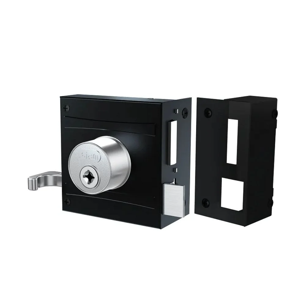 Fechadura De Sobrepor 1701/80 Tetra Chave Preto Fosco Com Espelho Cromado Stam