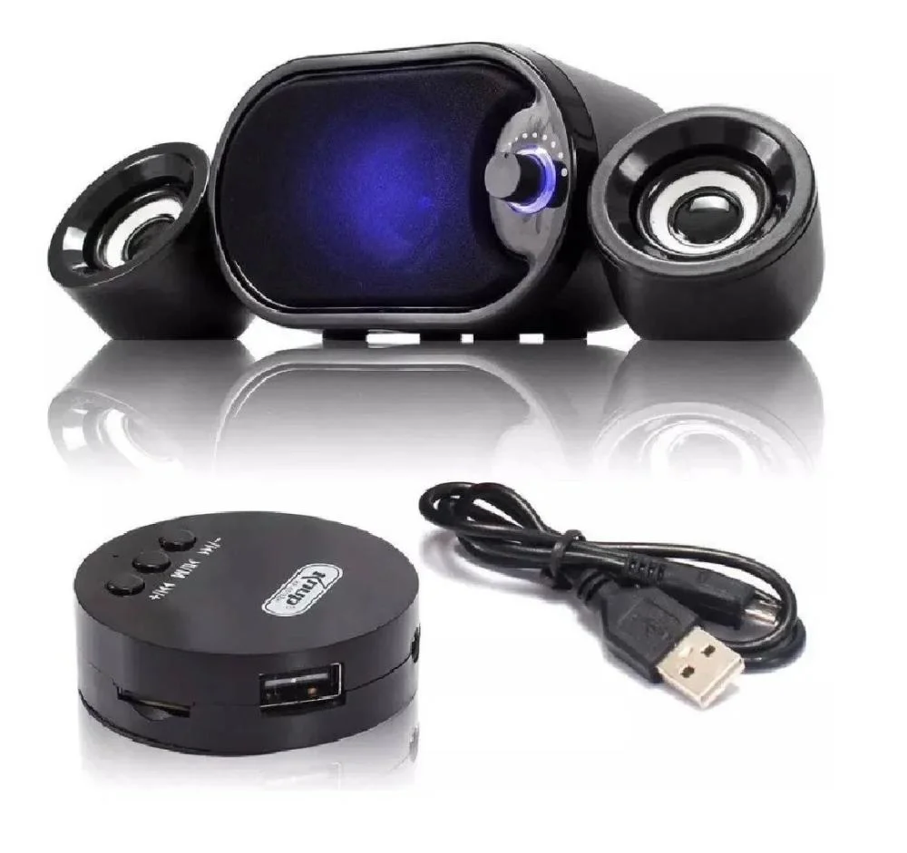 Caixa De Som KNUP Kp-6018bh Subwoofer 2.1, 11w RMS, USB/SD/bluetooth 11w P/ Pc