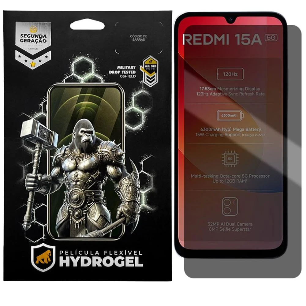 Película Para Xiaomi Redmi 15a 5g - Privacidade Hydrogel - Gshield