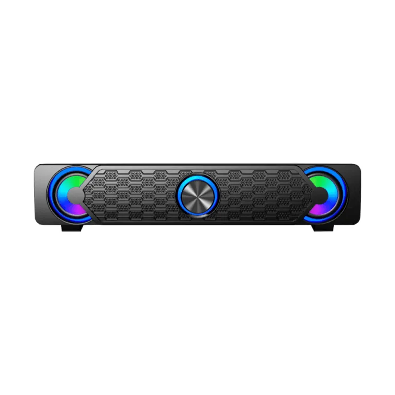 Caixa De Som Soundbar Gamer Round LED RGB 7 Cores 2x3w Usb,aux Letron