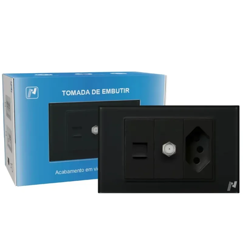 Tomada Inteligente de Embutir Zigbee 20A com RJ45 e Antena 90-250V, Automação Residencial NovaDigital - WK-RA-B