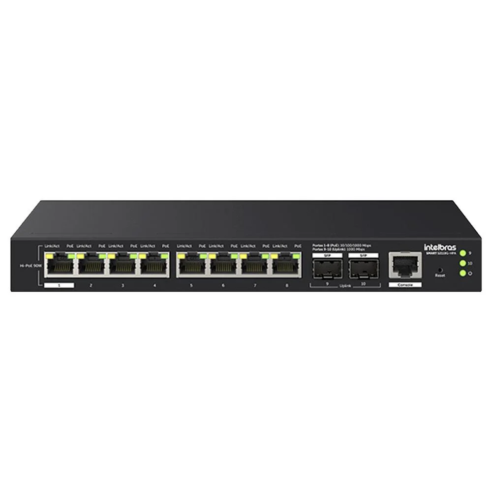 Switch Intelbras Gerenciável Hi-poe 8 Portas Gigabit E 2 Portas Sfp Smart S2110g-hpa - 4760134