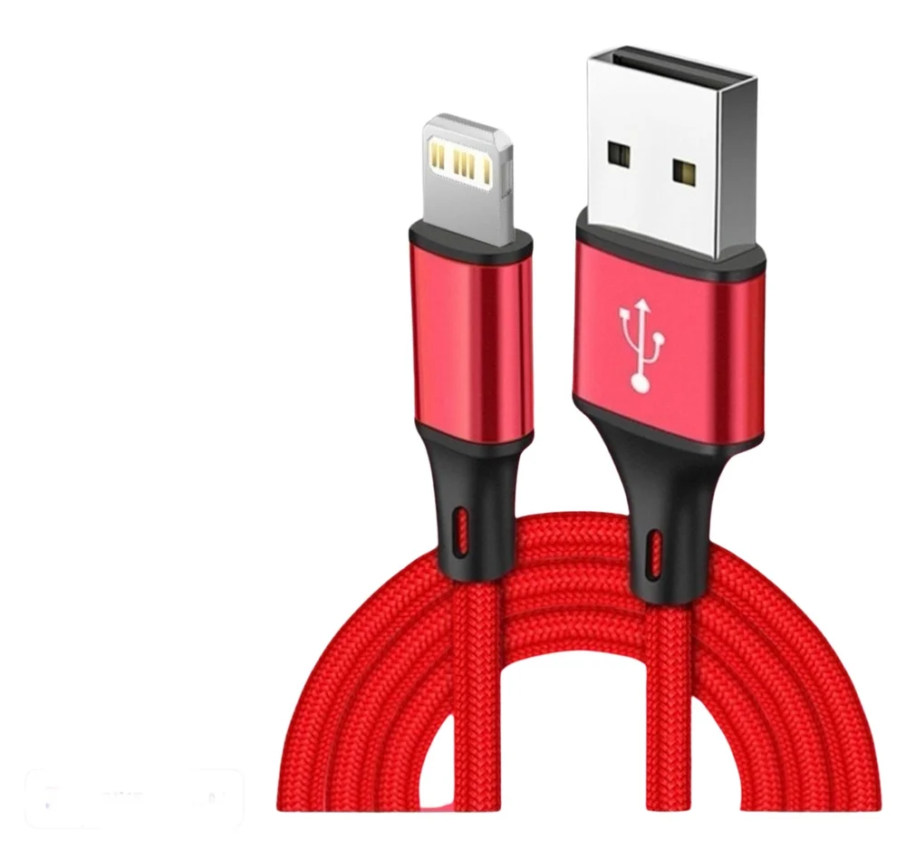 Cabo USB Nohon Compatível Phone 5, 6, 7, 8 Plus, S, X, Xr, Xs, 11 pro, Ipad - Vermelho