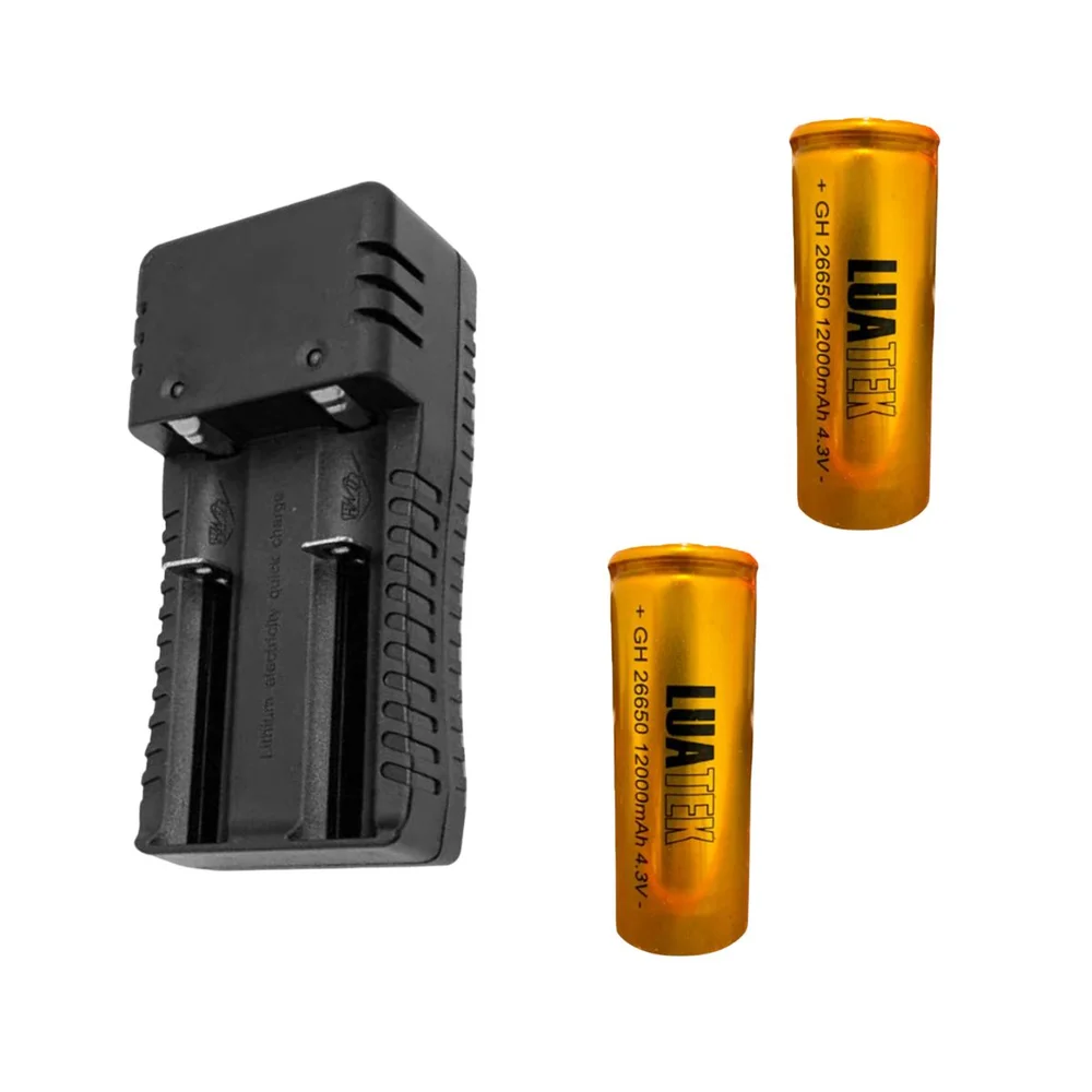 Kit Carregador De Bateria Bivolt 18500 Mais 4 Bateria - Carre + 4 Baterias Dourada