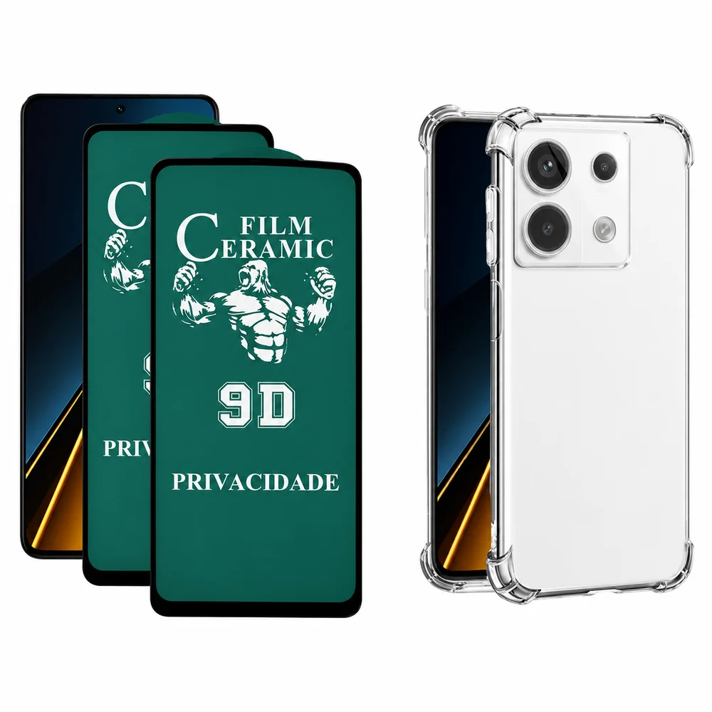 2un Película Fosca Privacidade + Capa Anti Impactos Para Xiaomi Poco X6 5g