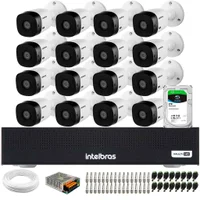 Kit 16 Câmeras Intelbras Vhl 1120 B Hd 720p Visão Noturna 20m Dvr Mhdx 1116c Hd Skyhawk 2TB