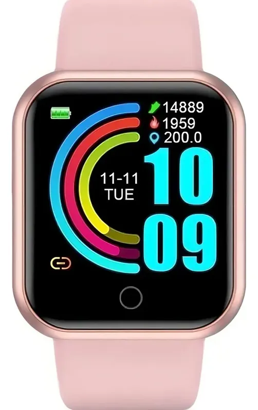 Relógio Inteligente Smart Digital Rosa Compativel Com Ios E Android