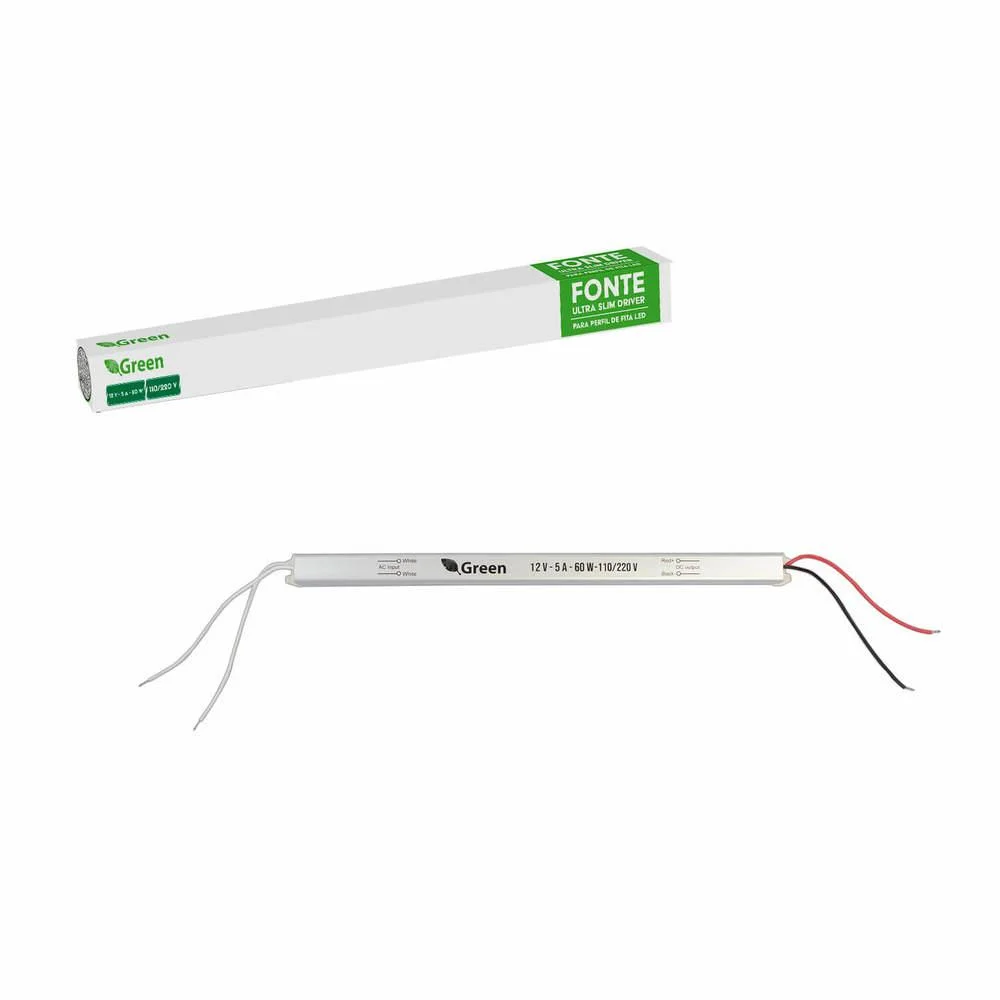 Fonte Ultra Slim Driver Green 12v 5a 60w