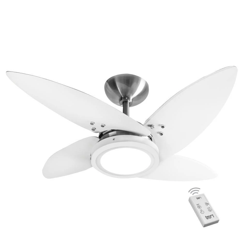 Ventilador LED Roma Escovado 4 Pás Pretas 220v E Controle