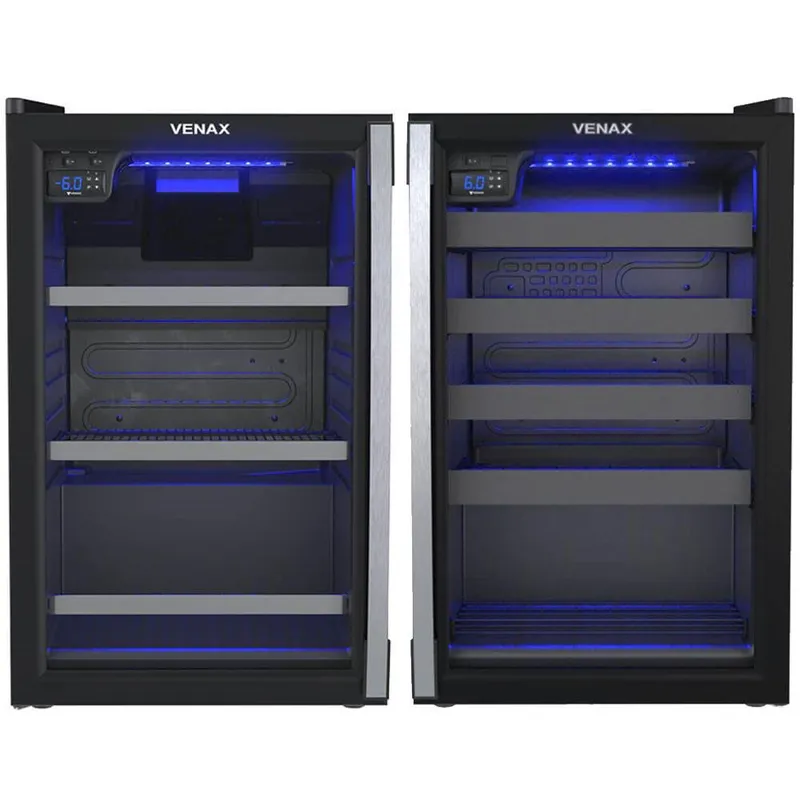 Conjunto Venax Expositora Champanheira Porta Invertida E Cervejeira Blue Light, 100 Litros, Preto Fosco, 110v