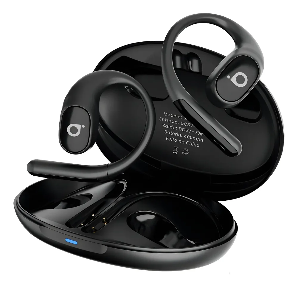Fone De Ouvido Bluetooth Basike Ows - Bluetooth 5.4, Estéreo Hd, 40h De Autonomia (7h Contínuas), Resistente Ao Suor, Design Esportivo, Leve 65g, Controle Touch, Ideal Para Treino, Corrida E Dia A Dia