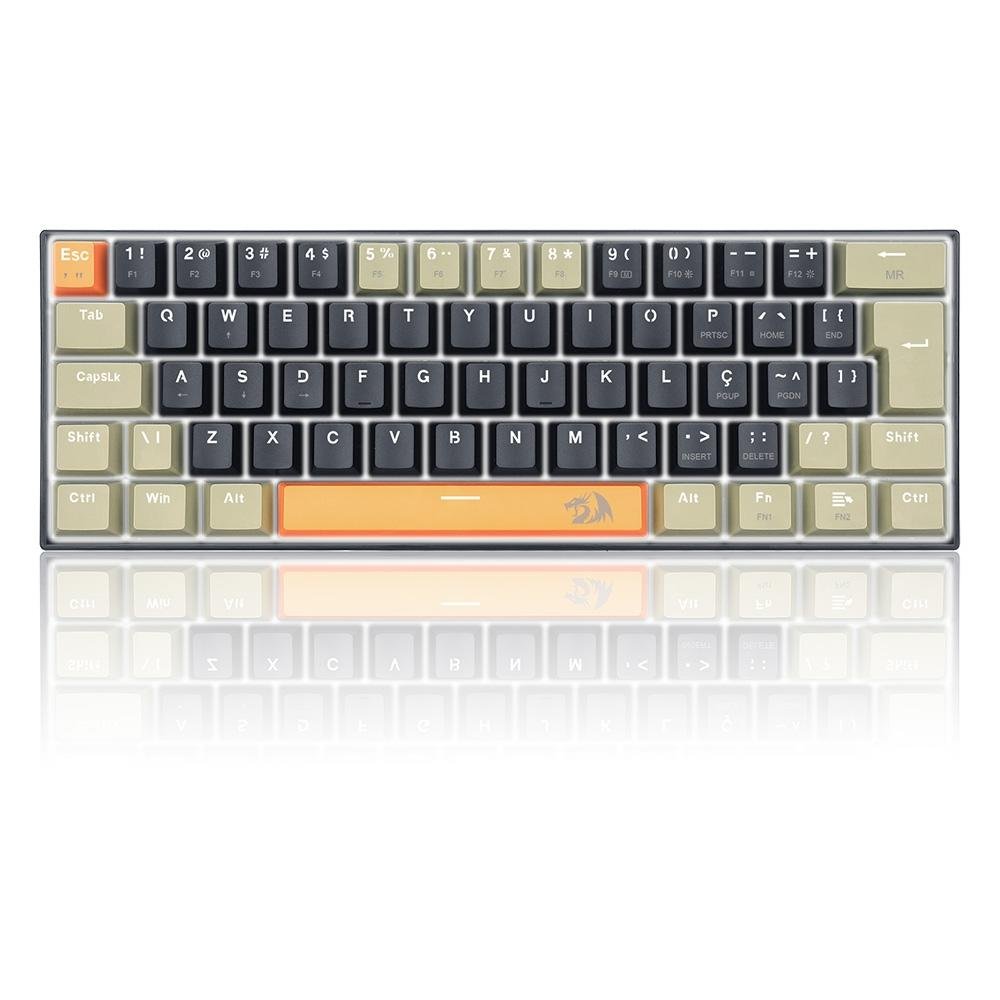 Teclado Gamer Redragon Lakshmi, Switch Brown, Layout 60%, ABNT2 , Preto - K606-OG&GY&BK (PT-BROWN)