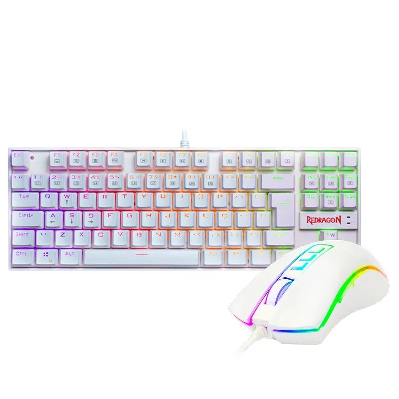 Kit Gamer Redragon RGB Headset Lamia 2 Surround 7.1 + Teclado Kumara Switch Outemu Blue + Mouse Cobra V2, 12400DPI, Branco - S125W