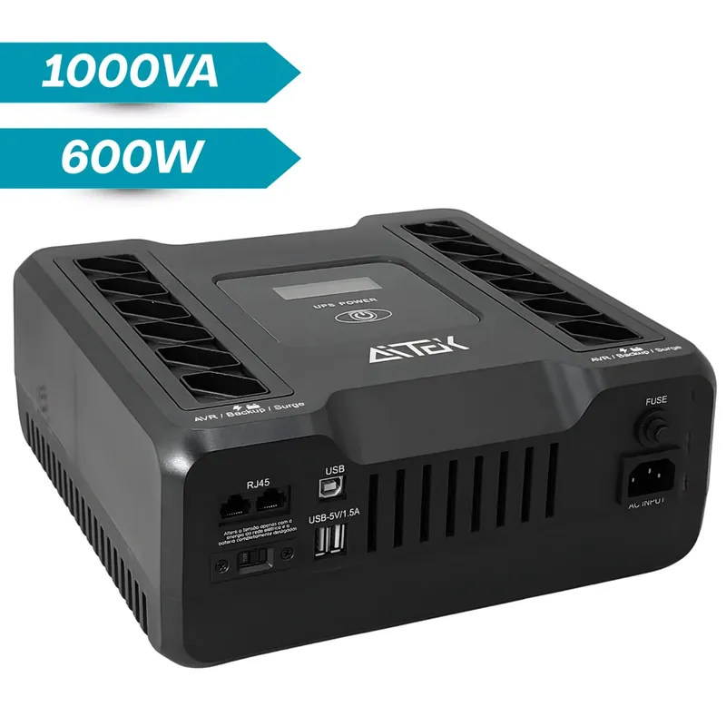 Nobreak 1000va 600w Com Estabilizador Avr E Painel Lcd Multicolorido Senoidal Simulada E Conexão Usb Para Computador