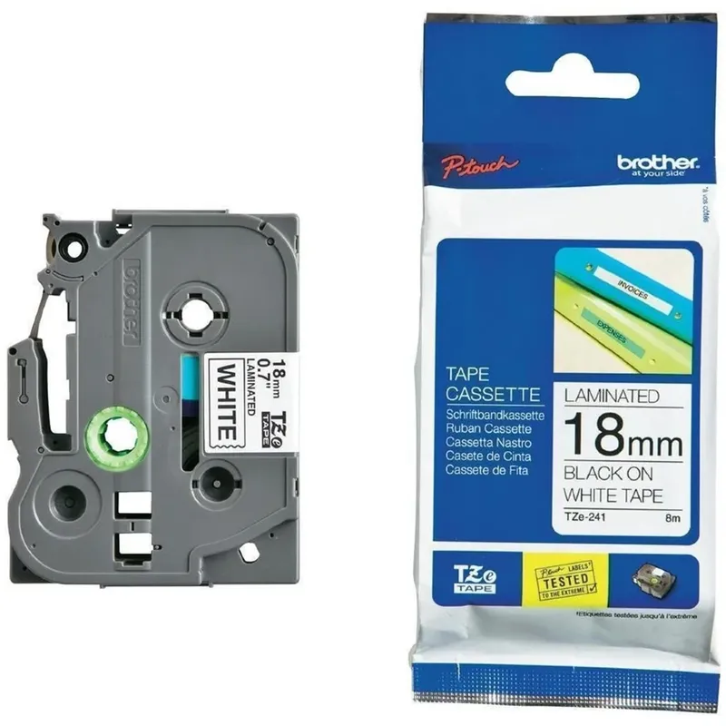 Fita Brother TZ-251 Laminada de 24Mm Preto Sobre Branco
