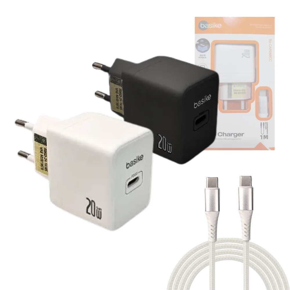 Carregador 20w Porta Tipo-c E Cabo Tipo-c De 1 Metro