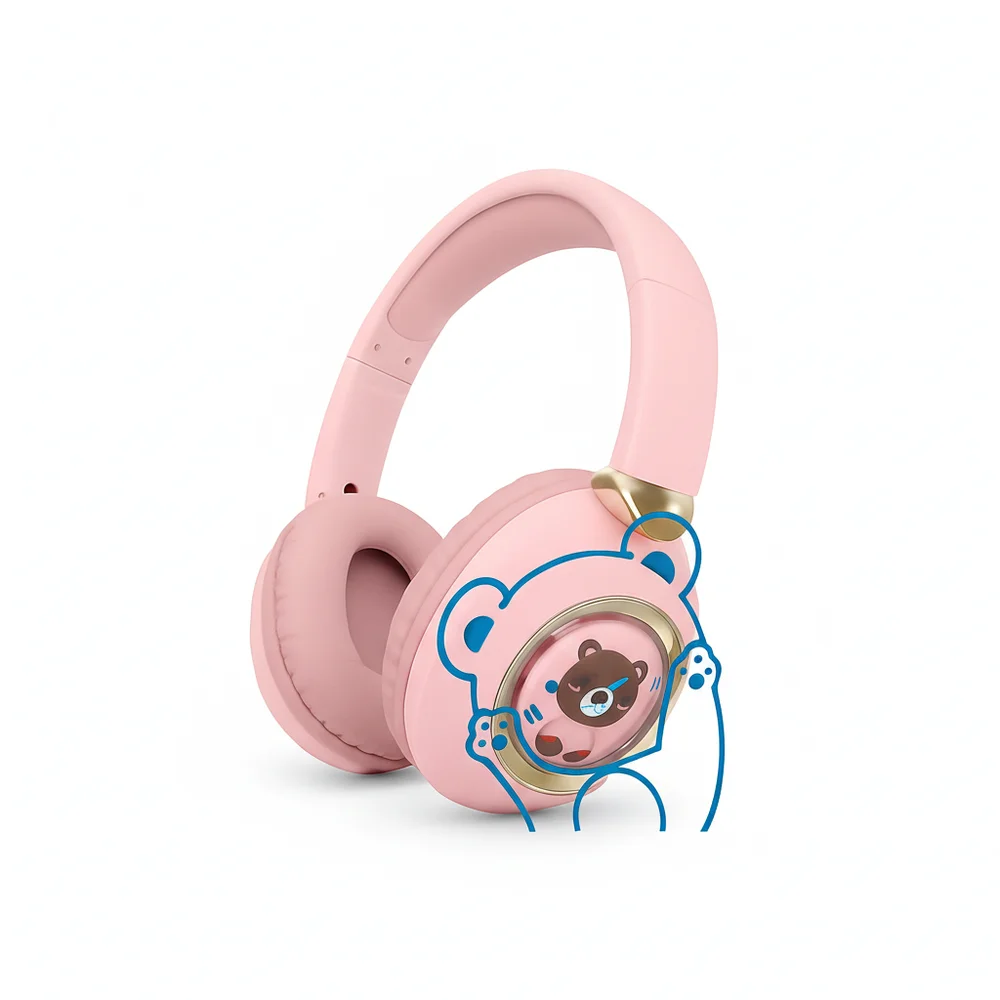 Fone Bluetooth Infantil Wireless Headset Montado Na Cabeça Confortável Fn642 Cor:rosa