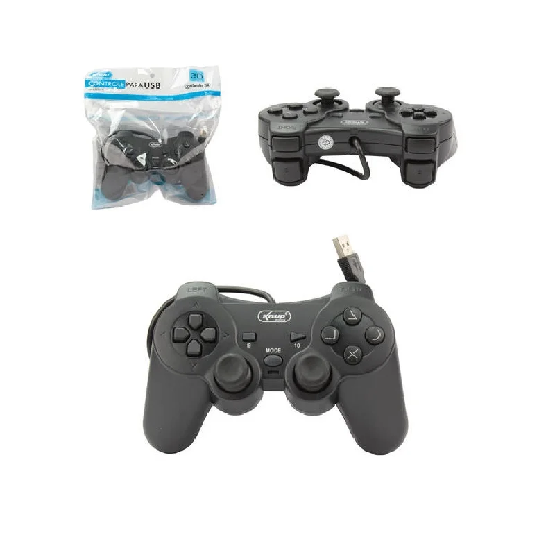 Controle Joystick Gamer Knup, Analógico, PC e Computador, Com Fio, USB