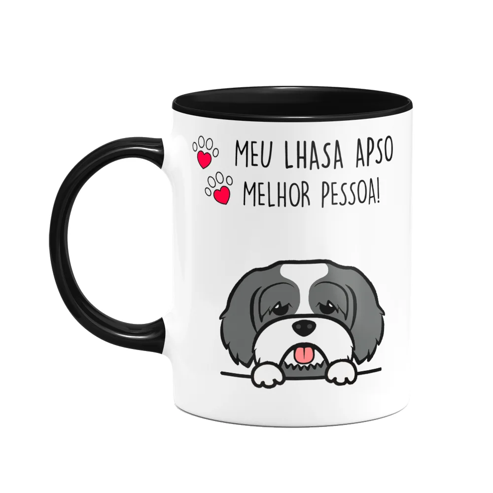 Caneca Dog - Lhasa Apso, Melhor Pessoa! B-black