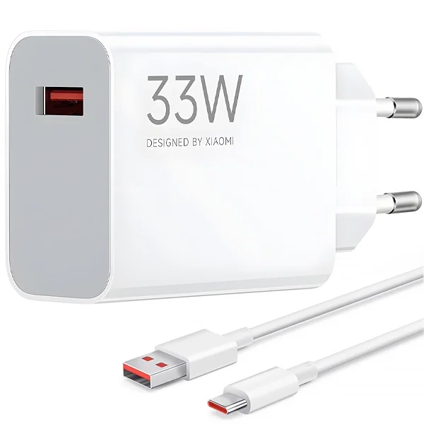 Carregador Xiaomi 33w Charging Kit Usb De 33 Watts + Cabo Usb-c