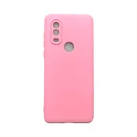 Capa Moto One Vision Silicone Aveludada Protege Câmera Colorida Capinha Anti Impacto Moto One Vision:rosa Bebê