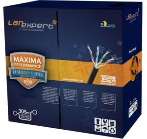 Cabo De Rede LanExpert Turbo Link Cat5e UTP, 4 Pares, Caixa 305Mts, Preto