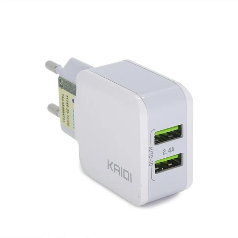 Carregador De Tomada Universal USB Kaidi CARREGADOR DOMÉSTICO, 2 portas, Branco - Kd-301