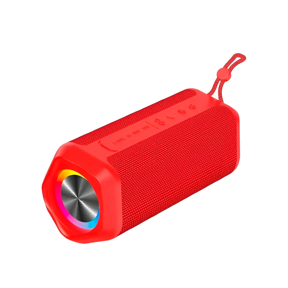 Caixa De Som Bluetooth Resistente À Água Portátil LED RGB Modelo:vermelho