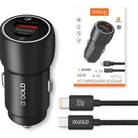 Carregador Veicular Turbo 60w Iphone 11 13 14 Cabo Lightning