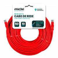 Cabo De Rede Efacini Vermelhocat6 Ef-Connect 100% Cobre, Anatel 50 Metros