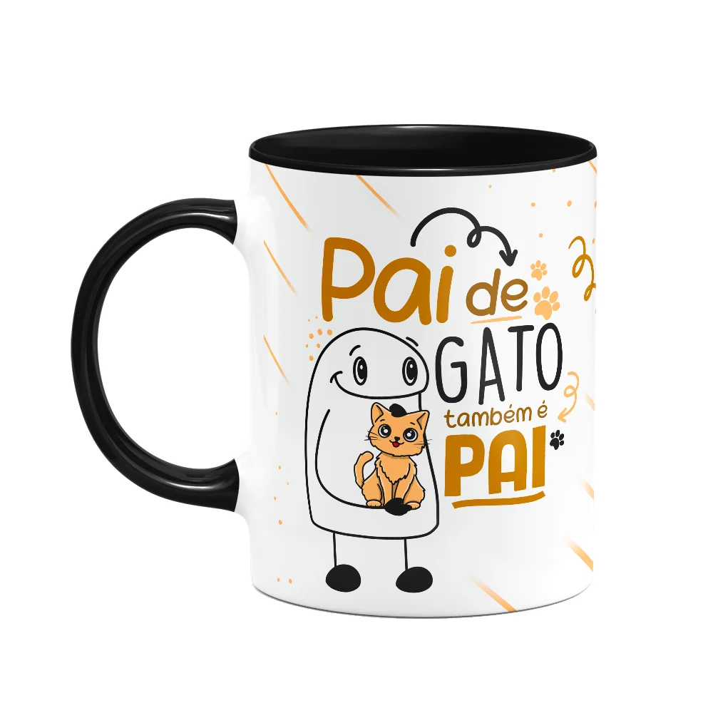Caneca Flork Pais - Pai De Gato, Também É Pai - B-black