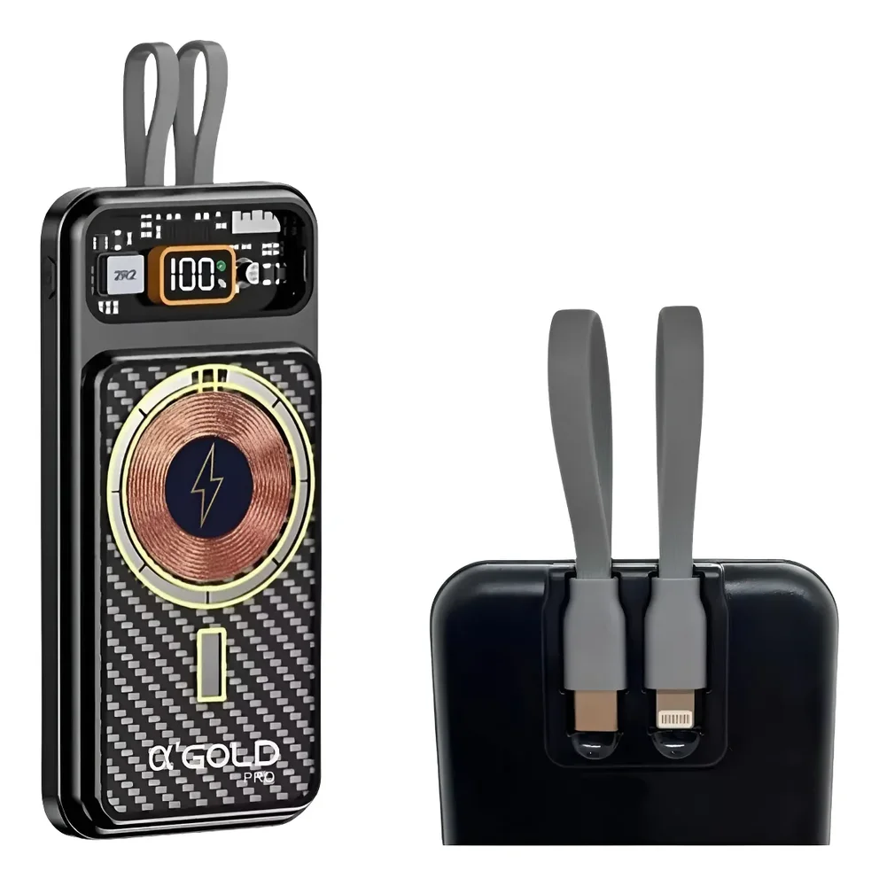 Power Bank C/ Indução Magnética Turbo 10000mah Usb