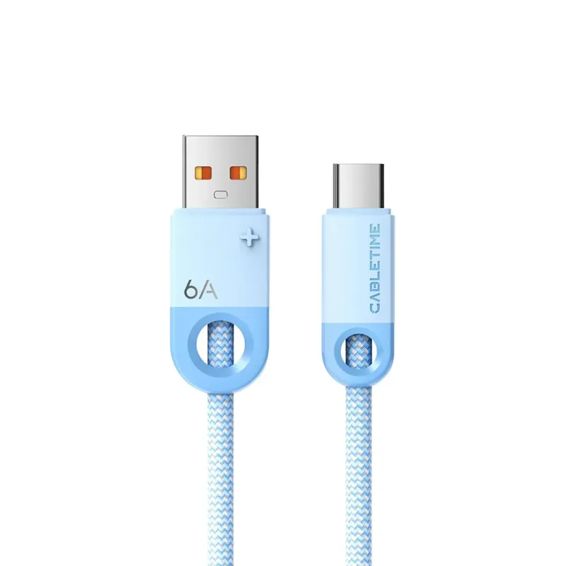 Cabo Usb Para Usb C Carregador Turbo Rápido 6a 100W Azul 2m