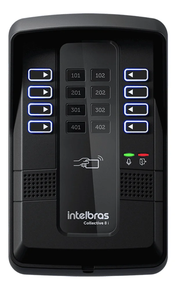 Porteiro Eletrônico Coletivo 8 Pontos Collective 8i Intelbras 8 Ramais - Interfone Com Central Coletiva De Condomínio
