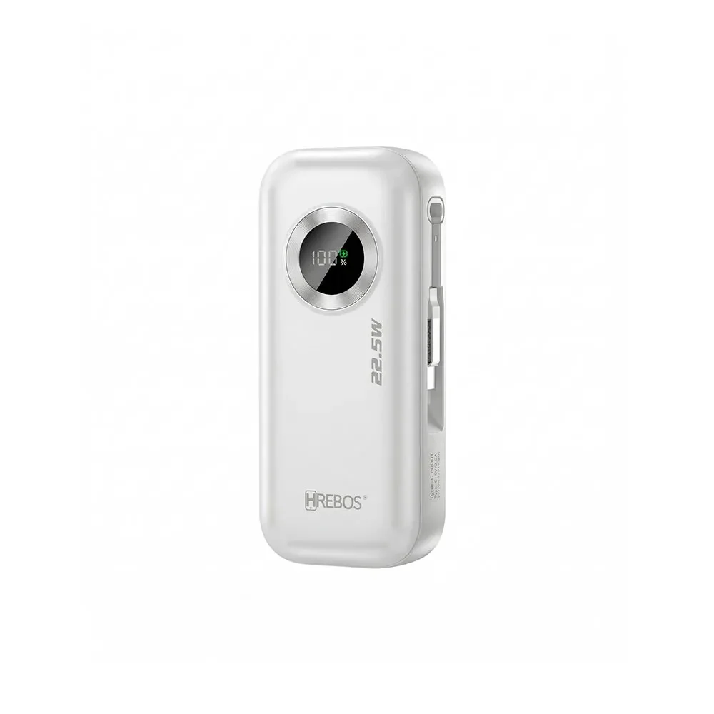 Power Bank Mini Hrebos Pb-199 10.000mah 22.5w Anatel Branco