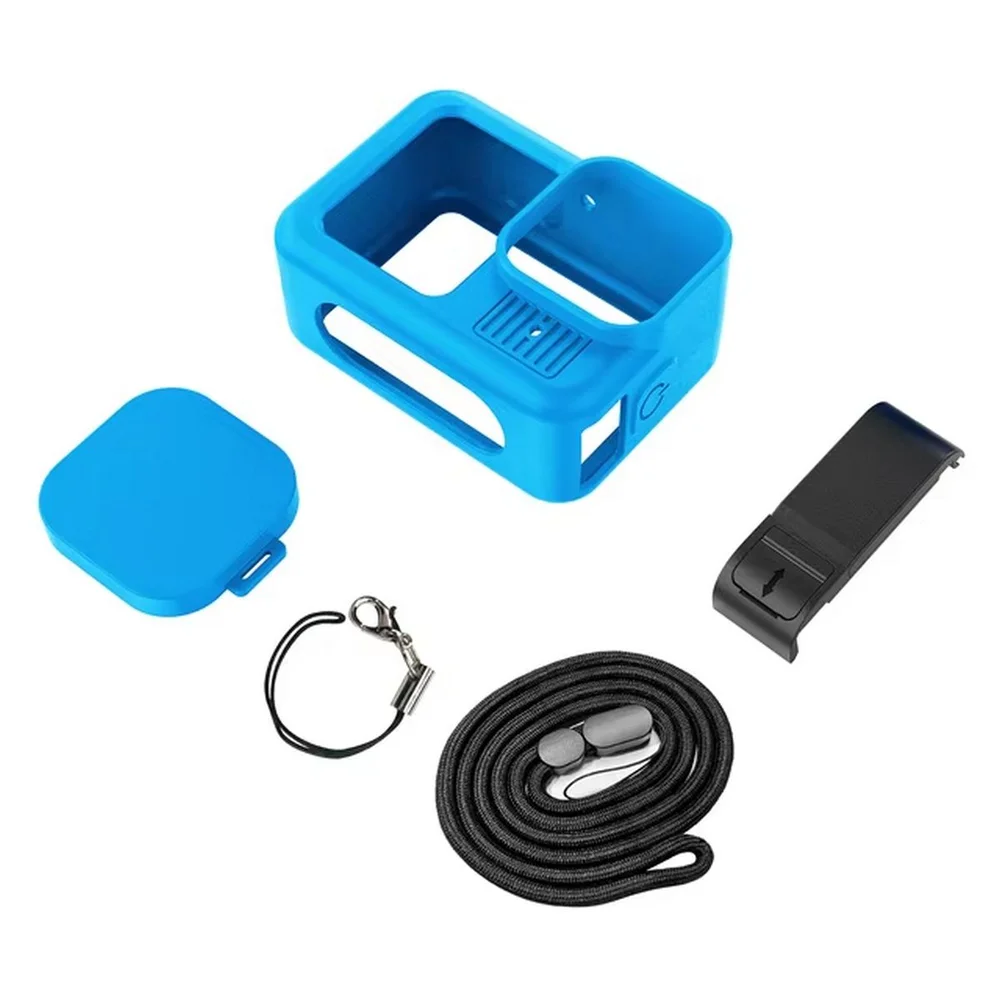 Capa Silicone + Tampa Lateral Aberta E Protetor Lente De Gopro 13 Cor:azul