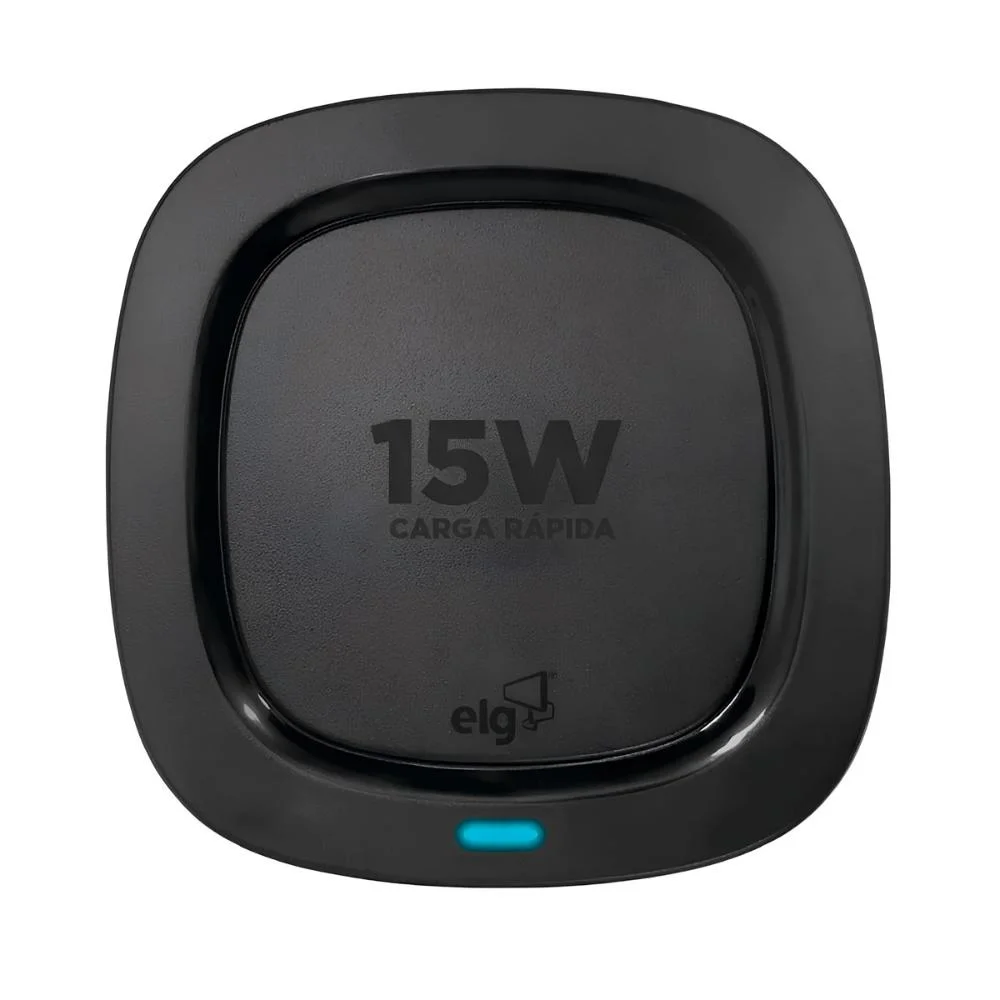 Carregador De Mesa Sem Fio Wireless Por Indução, 15w, Carga Rápida, Compatível Qi, Antiderrapante, Preto, Wq15bk, Elg