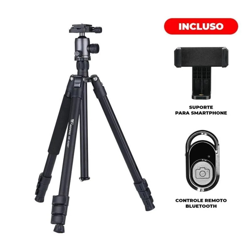 Tripé Monopé Weifeng Wf Wt-628 Com Cabeça De Esfera + Suporte Para Smartphone