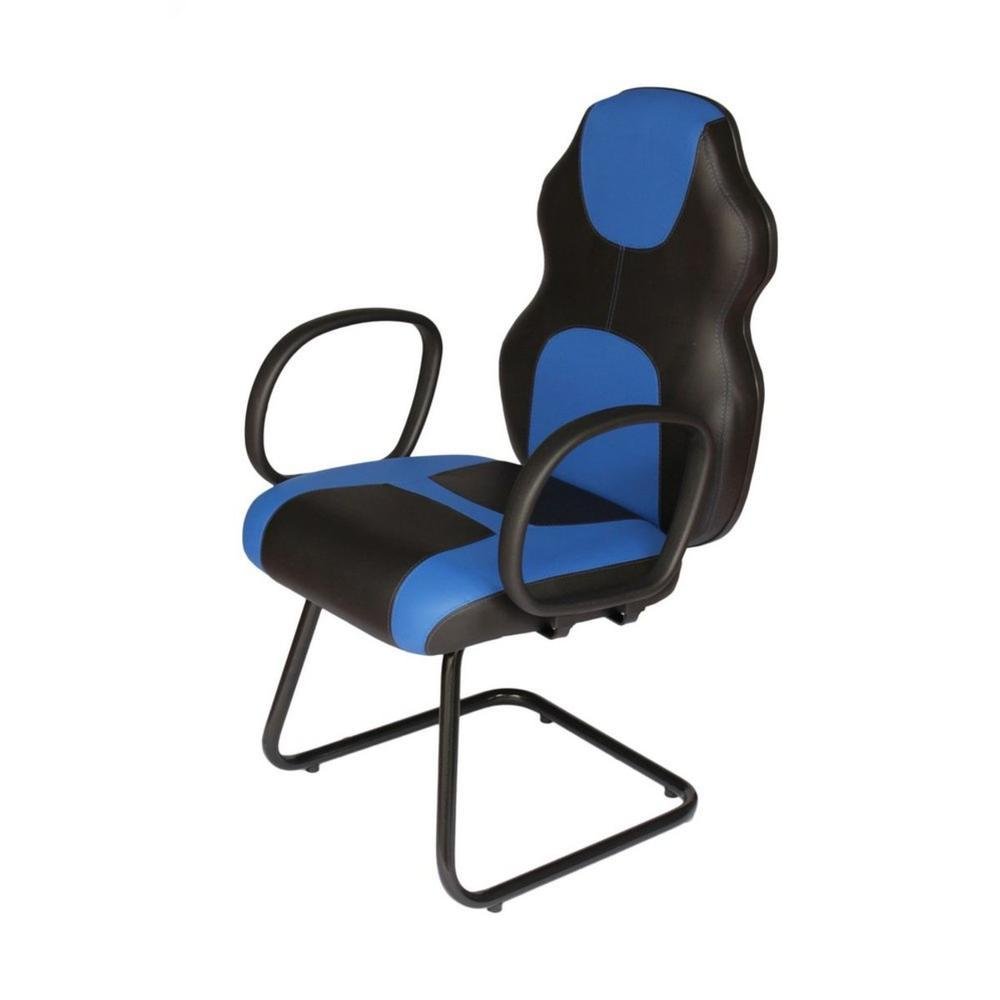 Cadeira Gamer Base Fixa Com Braço Linha Gamer Racing Azul