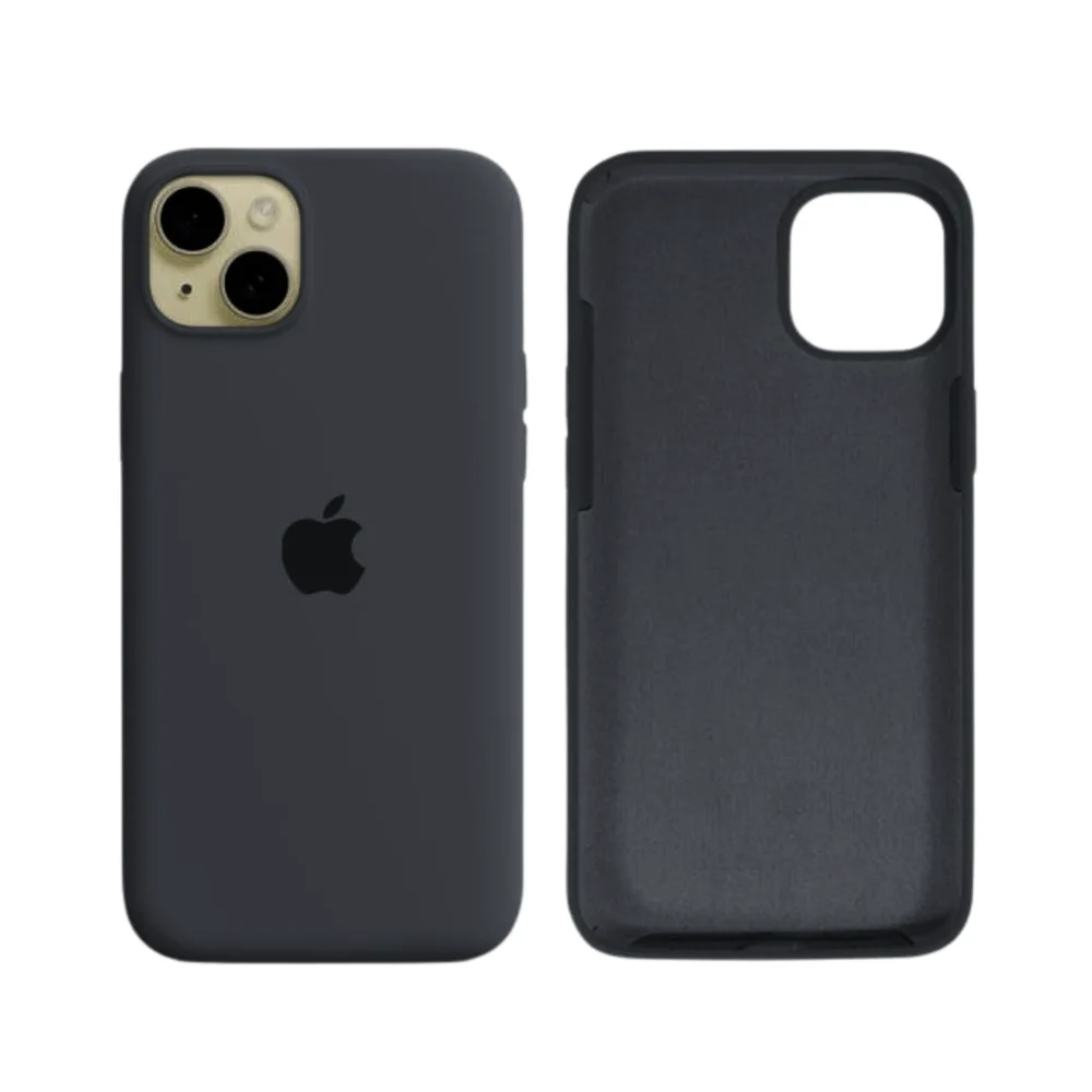 Capa Capinha Case Silicone Cover Premium Aveludada Com Logo Compatível Iphone 15 Plus Grafite