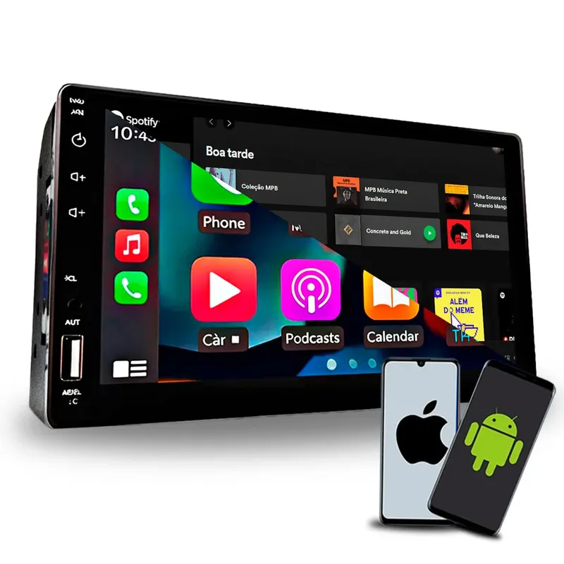 Multimidia Mp5 7 Polegadas Full Touch Carplay Android Auto Sem Fio Bluetooth Usb Sd Aux 4x60w Ht-3827ca H-tech 2din
