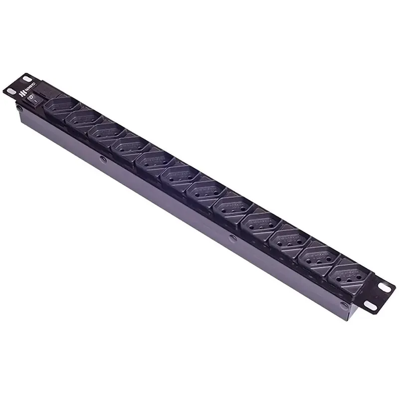 Regua Para Rack Ipec, 19 Pol, 1u Calha De 8 Tomadas, 10a, Bivolt, Com Filto Linha, Cabo 1,10m